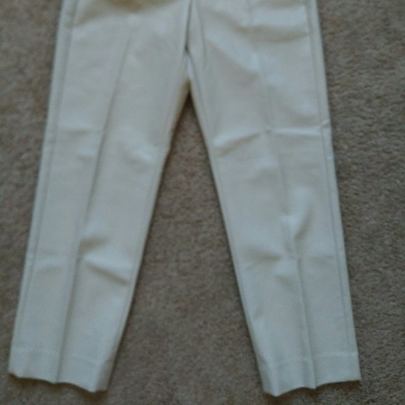 J.Crew KATE STRAIGHT LEG PANT IN FAUX LEATHER, Size 10, Color BONE - Picture 4 of 14
